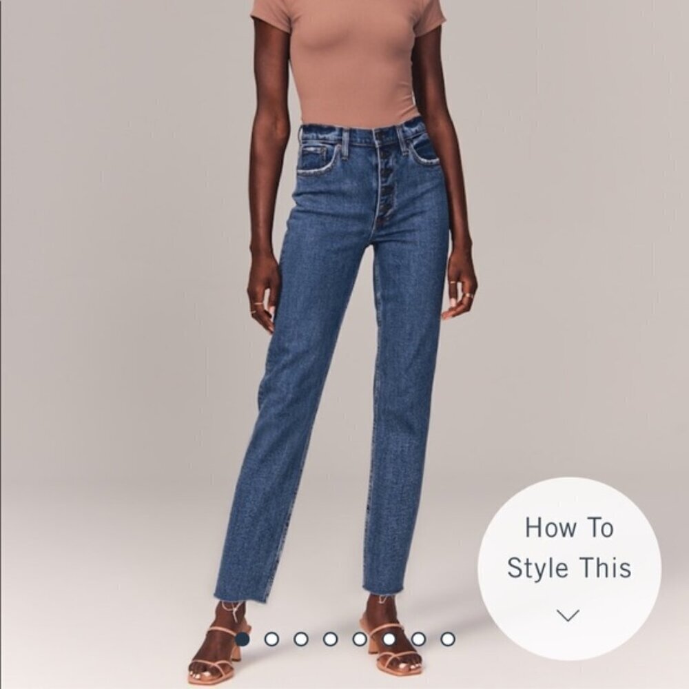 Abercrombie & Fitch The Mom Jeans Curve Love High Rise Button Fly Sz 26/2